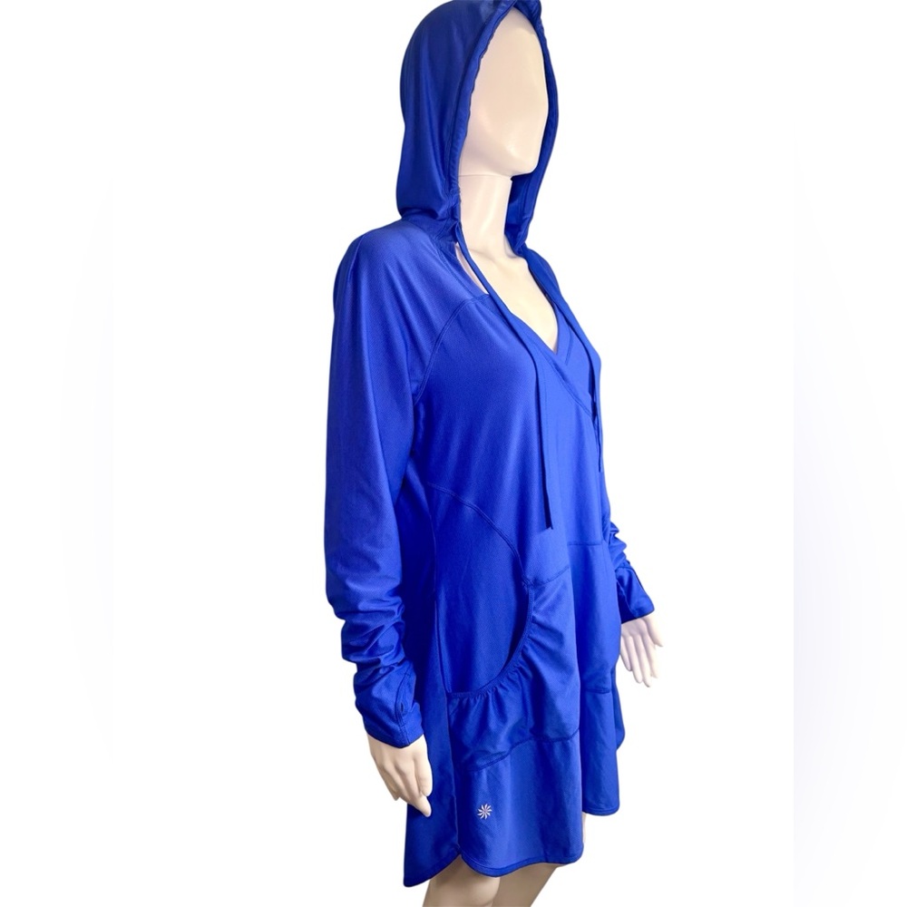 Athleta Wick It Wader Hooded Coverup Tunic Blue Size Large